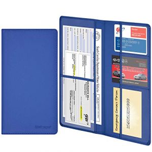 wisdompro Porte-Documents de Voiture en Cuir synth&eacute;tique de qualit&eacute; sup&eacute;rieure - Porte-Documents pour Carte d'identit&eacute;, permis de Conduire, Cartes de Contact cl&eacute;s - Bleu (Wisdompro EU, neuf)
