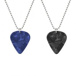 Ryaupy 2PCS Colliers médiator Guitare - Accessoires ukulélé Basse pour Guitare électrique - Collier Pendentif médiator Guitare imprimé Cadeau (Noir + Bleu) (Yuelaidian, neuf)