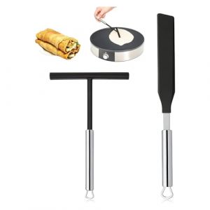 LightBeacon Pack de 2 étaleurs de Pâte en Acier Inoxydable, Rateau Crepe, Kit étaleur de Crêpes et Spatule, Spatule Crepe, Etaleur Crepe, Ustensile de Cuisine pour la Cuisine à Domicile (LightBeacon, neuf)
