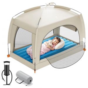 QPAU Lit de voyage gonflable pour b&eacute;b&eacute; avec tente &ndash; Lit gonflable l&eacute;ger pour enfant avec pompe &agrave; air manuelle &ndash; Lit gonflable portable pour usage int&eacute;rieur et ext&eacute;rieur (ZHENYIDA-US, neuf)
