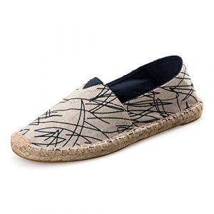 Surwin Espadrilles Femme Couples, Été Casual Élégant Confort Respirant Plate Loafers Chaussures avec Semelle Tissée (Géométrie Bleu Marine,37 EU= 235mm /37CN) (Yiwin, neuf)