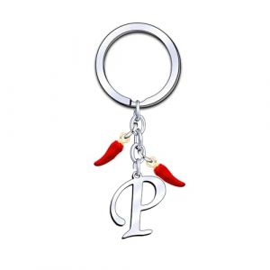 YUANSI Porte-clés Initial A-Z, Pendentif Décoratif Piment, Cadeau pour Femme Homme, Anniversaire Noël (P) (pingxiangshiyuansidianzishangwuyouxiangongsi, neuf)
