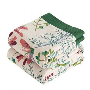 VANJOROY Plaid double face boh&egrave;me pour canap&eacute; grand jet&eacute; de lit pour 2 3 places, 100% coton biologique doux chaud luxe jet&eacute; boh&egrave;me pour fauteuil canap&eacute; et couvre-lit. 230&times;250CM - Vert (Vandhero, neuf)