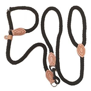 Souple Corde Laisse pour Chien 2 en 1 Collier Laisse Dressage Corde d'entra&icirc;nement Chien Lasso de Glissement &eacute;ducative Plomb Formation l'Ob&eacute;issance pour Petit Moyen Grand Chien (XXL, Noir -1.9M) (feiling, neuf)