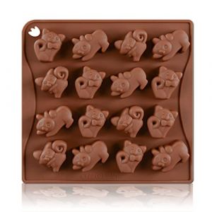 WishesMar Moule &agrave; Chocolat Forme de Divers Chaton chat 16 Cavit&eacute;s Moules en Silicone pour Bonbon Glace Petit Savon D&eacute;coration de Gateau (Nicemeet999, neuf)