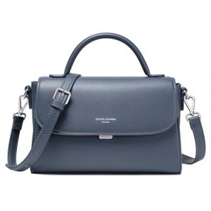David Jones - Sac Bandouli&egrave;re Femme - Sac &agrave; Main Rabat Simili Cuir PU Port&eacute; Epaule - Besace Forme Cartable Taille Moyenne - Sac de Ville Tendance Shopping El&eacute;gant Mode - Bleu (Crazychic, neuf)