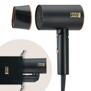 LEBENLANG Seche Cheveux Ionique 2100W - Anti-fourches avec mode air froid & buse de styling I Noir Or | Sèche cheveux voyage pliable petit | Hair Dryer Sèche-cheveux Sechoir cheveux professionnel (LEHARO, neuf)