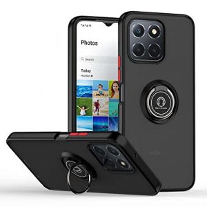 BORYA Coque pour Honor X6/Honor X8 5G/Honor 70 Lite, Antichoc Tr&egrave;s Mince Premium Souple Translucide Givr&eacute; Silicone TPU+PC Housse, Mat Anneau Magn&eacute;tique Support &Eacute;tui, Noir Rouge (Boerya, neuf)