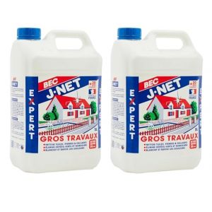 Nettoyant J-NET Gros Travaux 10L (2 X 5L) &ndash; Puissant ext&eacute;rieur d&eacute;p&ocirc;ts verts noirs &ndash; Terrasses toitures fa&ccedil;ades sols &ndash; Restaure l&rsquo;&eacute;tat d&rsquo;origine &ndash; Multi-surface chlore actif &ndash; Made in France (Maxi&Mini, neuf)