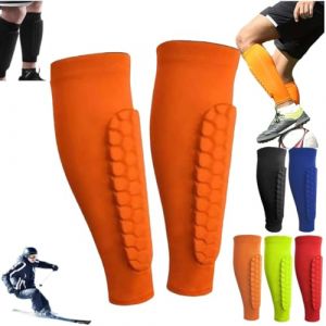 Protege Tibia Foot, Prot&egrave;ge Tibias de Football, Protection Tibia Ski, Protege Tibia Ski, Prot&egrave;ge Tibias pour Enfants et Adulte, Protections de Football Anticollision Cellulaire (Orange, L) (Lemonart, neuf)