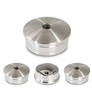 Embouts en acier inoxydable V2A, bouchon pour tube de balustrade - 42,4 mm - bombé - Creux - Diamètre 42,4 mm - Trou fileté M8 (PRIOstahl, neuf)