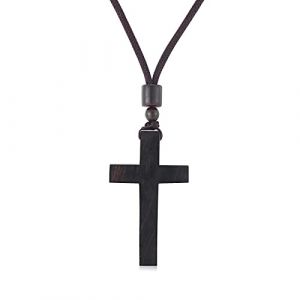 Mayting Cadeaux d'art chr&eacute;tien, Pendentif Croix Hommes Femmes Collier, Collier R&eacute;glable Religieux en Bois de Bois de Santal, Cadeau D'anniversaire de No&euml;l (Matying, neuf)