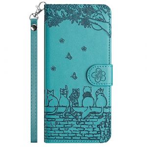 Nokverzy Coque pour Samsung Galaxy S8+/S8 Plus &Eacute;tui Housse Portefeuille Cuir Clapet Chat Th&egrave;me Porte Carte Magn&eacute;tique Protection Pochette Cover &Eacute;tui Rabat T&eacute;l&eacute;phone Portable pour Samsung S8+ Bleu (annuo, neuf)