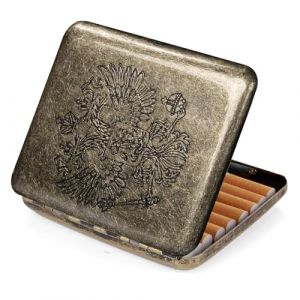 Kytpyi Etui Cigarette, Boite a Cigarette, 9,5x8,1x1,9cm Boite Cigarette M&eacute;tal Or R&eacute;tro R&eacute;siste &agrave; lhumidit&eacute; pour 20 Cigarettes, Etui a Cigarette Femme Homme Portable pour Cadeau(Aigle) (Kuomoo, neuf)