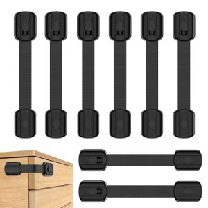 Septeamay Lot de 8 Bloque Porte B&eacute;b&eacute;, Securite Placard Enfant avec Adh&eacute;sif Fort, Bloc Porte Securite Bebe, Bloque Tiroir Placards S&eacute;curite Protection Bebe pour armoires, tiroirs, r&eacute;frig&eacute;rateur- Noir (SEPTech, neuf)