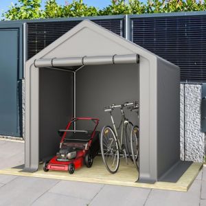 Abri de Jardin, Cabane de Jardin Exterieur Peut être stocké vélos, Motos, Outils, Porte Enroulable à Fermeture Éclair, bache de Protection Exterieur étanche, Cadre en Acier (Gris, 190x170x200cm) (GUANYI-USA, neuf)