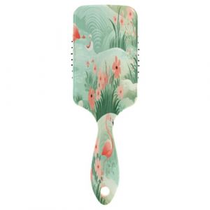 Brosse à cheveux avec coussin d'air - Flamant rose - Pour cheveux épais et démêlants antistatiques (DEJESJ, neuf)