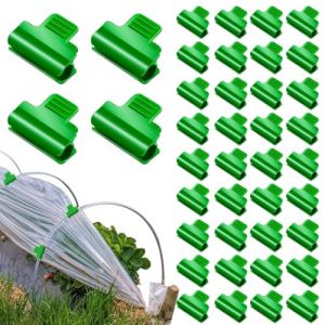 WUSJCOF 40 pièces de clips pour serre, clips de jardin verts, pinces pour filet anti-oiseaux, bâche serre, serre tunnel et filet anti-insectes, accessoires pour plantes de jardin, 11 mm (NAROU DUTEN, neuf)