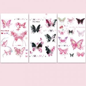 Tatouage Ephemere Tatouages Temporaires 1 Pi&egrave;ce 1 Ensemble 37 De Visage De Papillon Festival De Musique Papillon Color&eacute; Imperm&eacute;able Femme Longue Dur&eacute;e Clavicule Poitrine Noir Petite (ZhouKouShiXinRuiJianSheGongChengYouXianGongSi, neuf)