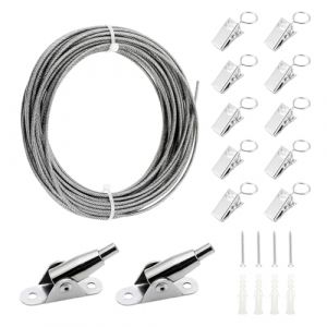 6m C&acirc;ble en Acier Inoxydable Kit 2mm Cable Inox Cable pour Rideaux Inox C&acirc;bles M&eacute;tallique avec Rev&ecirc;tement PVC avec Vis et Pince Montage pour Suspendre Lampe V&ecirc;tements Photo Plante (zhiqin-store, neuf)
