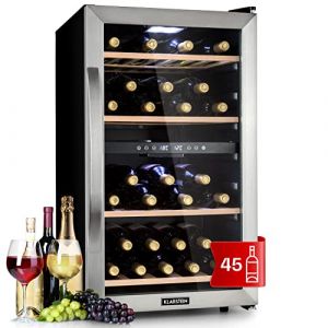 Klarstein Cave &agrave; vin 12 bouteilles, cave de service avec &eacute;tag&egrave;res en bois amovibles, porte en verre, commande tactile, &eacute;cran LCD, &eacute;clairage int&eacute;rieur, temp de 5 &agrave; 18&deg;C, cave a vin veillissement, Noir (Klarstein France, neuf)
