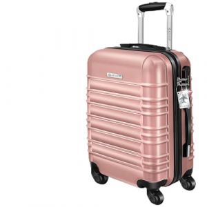 KESSER Valise de voyage rigide avec p&egrave;se-bagage + &eacute;tiquette &agrave; bagages | Valise &agrave; roulettes Valise &agrave; roulettes Valise &agrave; combinaison 4 roulettes ABS rigide Poign&eacute;e t&eacute;lescopique, Rose framboise (WMK Trading GmbH, neuf)