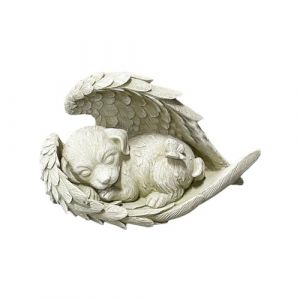 YUZHEDM 11.5cmX8cm Statue Pierre Commémorative pour Animaux de Compagnie Décorer Statue Commémorative D’Ange Chien Résine Pierre Tombale de Chien pour Animaux Statue pour Honorer Un Animal Chéri (YUZHEKJ, neuf)