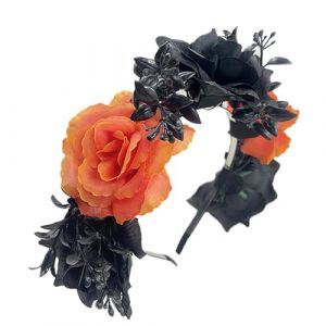 Bandeau noué pour femme avec fleurs de rose - Couronne de mariage - Jour des morts - Accessoire mexicain pour Halloween, mariage, festival - Bandeau tendance pour femme, AA, 1 count (Pack of 1) (YANZHI LTD, neuf)