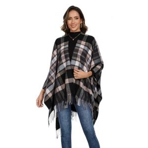 colornival Poncho Femme Hiver &Eacute;l&eacute;gant Ch&acirc;le Femme Chaud Poncho Cape R&eacute;versible &Eacute;charpe Ch&acirc;le Hiver Automne Cadeau de No&euml;l pour Femme (Cobety-EU, neuf)