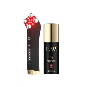 Coffret FAQ Sculpt & Glow &ndash; FAQ 402 Microcourant + S&eacute;rum Miel de Manuka P1 30 ml &ndash; Appareil anti-&acirc;ge avec massage visage, acide hyaluronique et serum visage hydratant (Foreo, neuf)