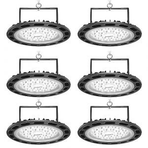 bapro 6pcs 100W UFO LED Lights Projecteur LED 10000lm 6500k Blanc Froid LED High Bay Light Hall Projecteur Lampe Atelier &Eacute;clairage d'entrep&ocirc;t pour Stade Int&eacute;rieur, Parking Garage, Centres Logistiques (NATUR, neuf)