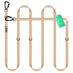 BLUZELLE Laisse Chien 3m Imperméable, Longe Biothane PVC Ajustable Réglable, Laisse Double pour 2 Chiens Laisse Mains Libres, 2X Grand Mousqueton 360° en Aluminium Extra Solide, Couleur:Beige (BF-Commerce GmbH, neuf)