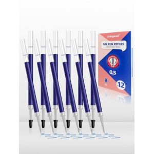 Stylo gel bleu 0,5mm - Compatible avec Legami Lovely Friends & Pilot G2-05 - Lot de 12 - Encre non effaçable (JULUM_TRD, neuf)