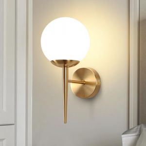 ZMH Applique Intérieur Applique Chambre - Eclairage mural Cage d'escalier Boule de verre Vintage Gold Verre Abat-jour Lampe de couloir Salle de bains Design moderne Eclairage pour - Sans ampoule (dreistein, neuf)