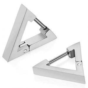 JewelryWe Bijoux Paire Boucles d’Oreilles Polissage Forme Triangle Géométrique Clous d’Oreilles Acier Inoxydable Fantaisie pour Homme et Femme Couleur Argent (JewelryWe Bijoux, neuf)