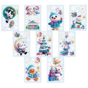 OIXYEY 9 Pi&egrave;ces Stickers Noel Fenetre,Autocollants No&euml;l Fenetre,Decoration Noel,Christmas Decorations,Flocon De Neige Deco Fenetre Noel Int&eacute;rieur Pour Porte Vitrine Maison (weihaizengweishangmaoyouxiangongsi, neuf)
