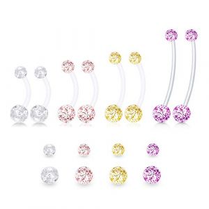 Mayhoop Piercing Grossesse Nombril 14G Bioflex Acrylique Flexible 14/16/18/25mm Boule de Paillettes Anneau de Nombril Grossesse Femmes Enceintes Sports Maternité Bijoux de Piercing (Mayhoop, neuf)