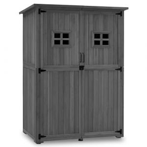 M MCombo Armoire de Jardin en Bois, Petite Maison de Jardin résistante aux intempéries, abri de Jardin Outdoor, pour l'extérieur Balcon Terrasse, 59×127×168 cm, 0912EY-F (Gris) (Pfillo, neuf)