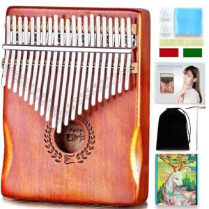 Everjoys Kalimba Piano à pouce 21 touches, instrument de musique professionnel, piano à doigts Marimbas avec sac en tissu doux portable, livre de chansons rapide à apprendre, marteau d'accordage, kit (YanH Music Store, neuf)