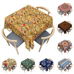 Odot Nappe Carrée Anti Tache, 3D Style Boho Mandala Imperméable Anti Taches Lavable Rectangulaire Nappe pour Fête Decoration Ménage Table Basse Jardin Picnic (Style Paisley,200x200cm) (Odot, neuf)