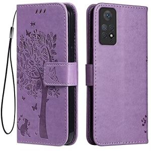 Topme &Eacute;tui en Cuir pour Redmi Note 11 Pro (4G) / 11 Pro 5G / 12 Pro (4G) / 11E Pro (6.67" inches), [ Coque Housse de T&eacute;l&eacute;phone Style Motif Chat Et Arbre] - Violet Clair (topme, neuf)
