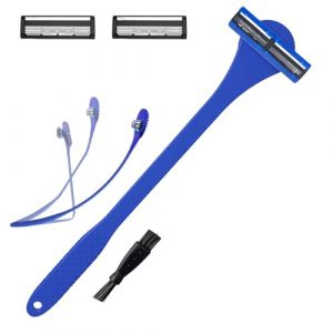 Brosse de dos 2 en 1 et rasoir manuel pour homme avec trois couches et prise en main confortable pour un toilettage efficace des hommes modernes (HEziej, neuf)