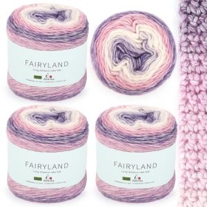 Aeelike 400g Laine Crochet, 245m Super L&eacute;ger Gradient Pelote de Laine, Laine &agrave; Tricoter Multicolore Super Doux pour Couverture B&eacute;b&eacute; Pulls &Eacute;charpe Chapeaux, Ombr&eacute; Laine Coton Violet (EuErYang, neuf)