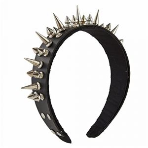 ZEPFJHE Serre-t&ecirc;te rock pour homme - Diad&egrave;mes gothiques &agrave; rivets - Steampunk Punk - En cuir (ruiouchuang, neuf)