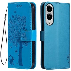 Topme &Eacute;tui en Cuir pour Samsung Galaxy S25 Edge (6.7" inches), [ Coque Housse de T&eacute;l&eacute;phone Style Motif Chat Et Arbre] - Bleu (topme, neuf)