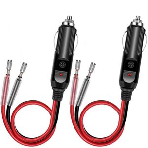 Allume Cigares Fiche, 12V - 24V Adaptateur Allume-Cigare avec Câble, Prise Allume Cigare avec 10A Fusible pour Voiture Camion prise à socket, Glacière électrique, Aspirateur (2x PCS) (dangyangshibeirunbaihuodiangerenduzi, neuf)