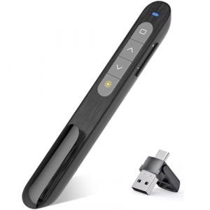 Powerpoint, 2.4GHz USB Presentation Cliqueur Zapette Powerpoint Pointeur Slide Télécommande de Présentation sans Fil pour Ordinateur PC Portable (Marrain, neuf)