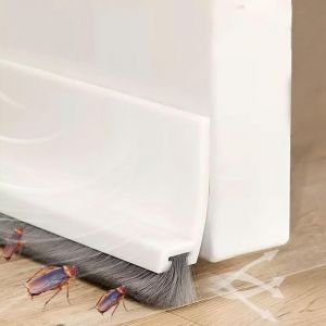Vingspina 100cm Blanc Brosse Bas de Porte, Isolation Bas de Porte, Joint Brosse Isolation Phonique Porte, Boudin de Porte, Calfeutrer Bas de Porte, Auto-adhésif et Peut être Coupé à la Taille (Bolei-EU, neuf)