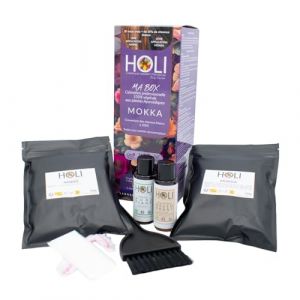 Holi Cosm&eacute;tiques Box Coloration I Double Application I Teinte Mokka Intense pour des Cheveux Ch&acirc;tains | Henne Cheveux | 100% V&eacute;g&eacute;tale et Naturelle | Vegan I Couleur Ch&acirc;tain I 2 applications (Laboratoire Holi Cosmetiques Naturels, neuf)