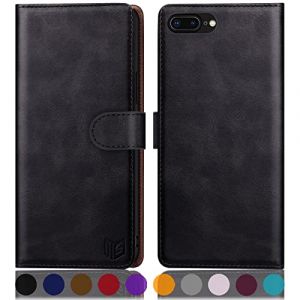 SUANPOT &Eacute;tui pour iPhone 7 Plus/8 Plus 5,5" avec porte-cartes de cr&eacute;dit et blocage RFID, &eacute;tui de protection &agrave; rabat en cuir synth&eacute;tique pour homme et femme - Noir (STAVROLINE TRADING COMPANY SINGLE MEMBER P.C., neuf)